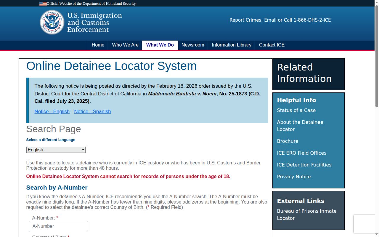 Federal Correctional Institution Coleman Low release follow-up through ICE locator